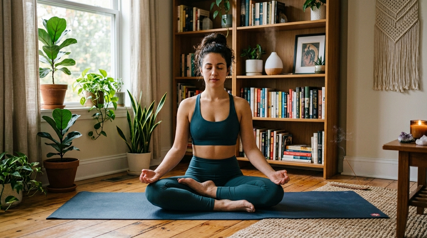 Pessoa a meditar ao ar livre